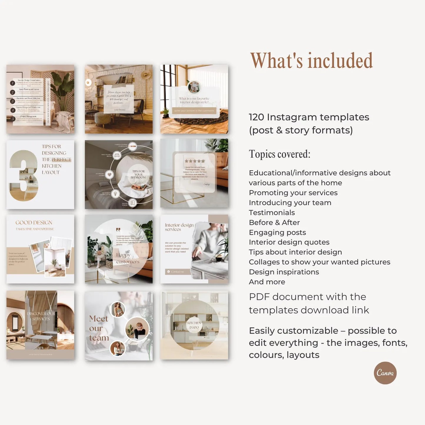 Interior Design Social Media Pack | Minimalist Editorial [120 Posts]