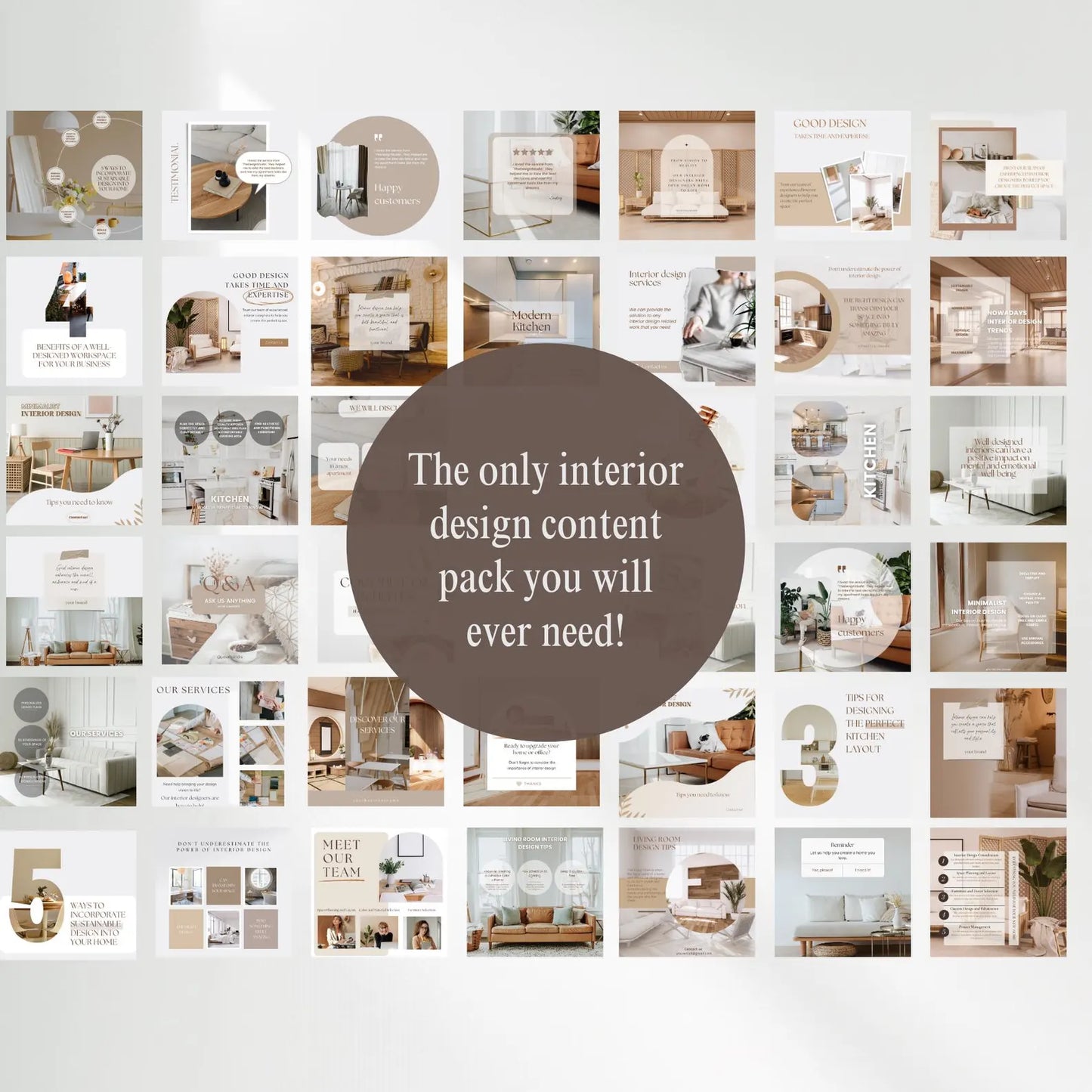 Interior Design Social Media Pack | Minimalist Editorial [120 Posts]