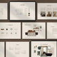 Collection of interior design brochures and a tablet displaying design elements on a wooden surface.