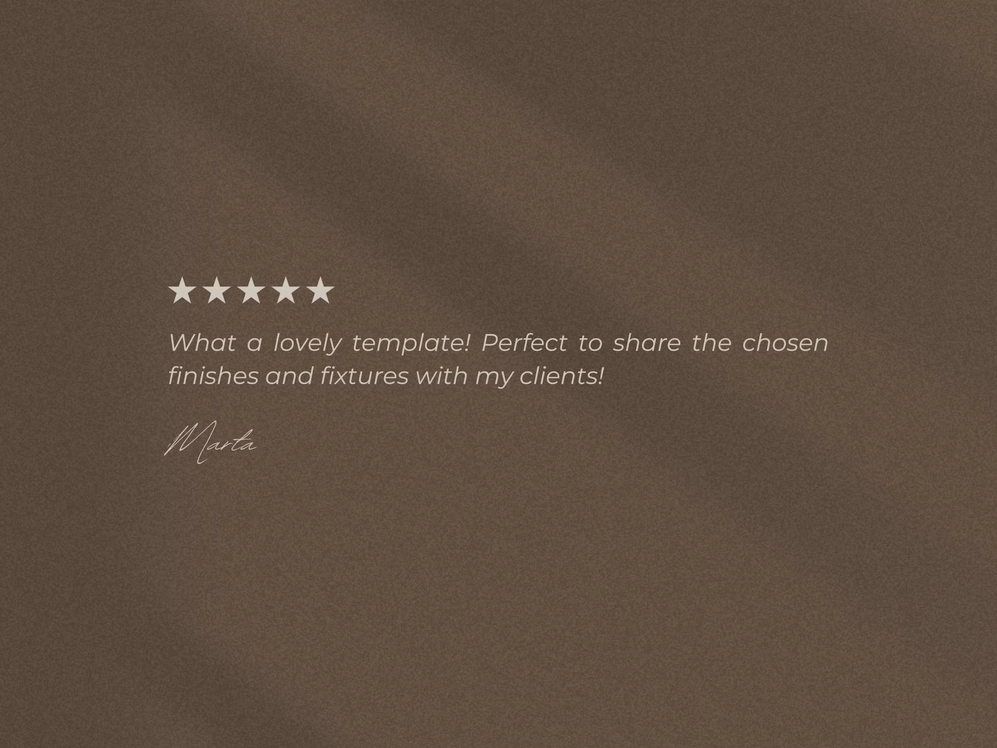 Brown textured background with five-star rating and text on a brown background