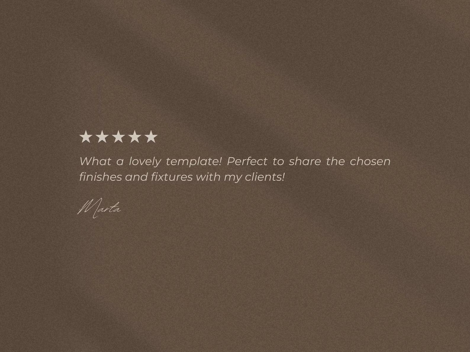 Brown textured background with five-star rating and text on a brown background