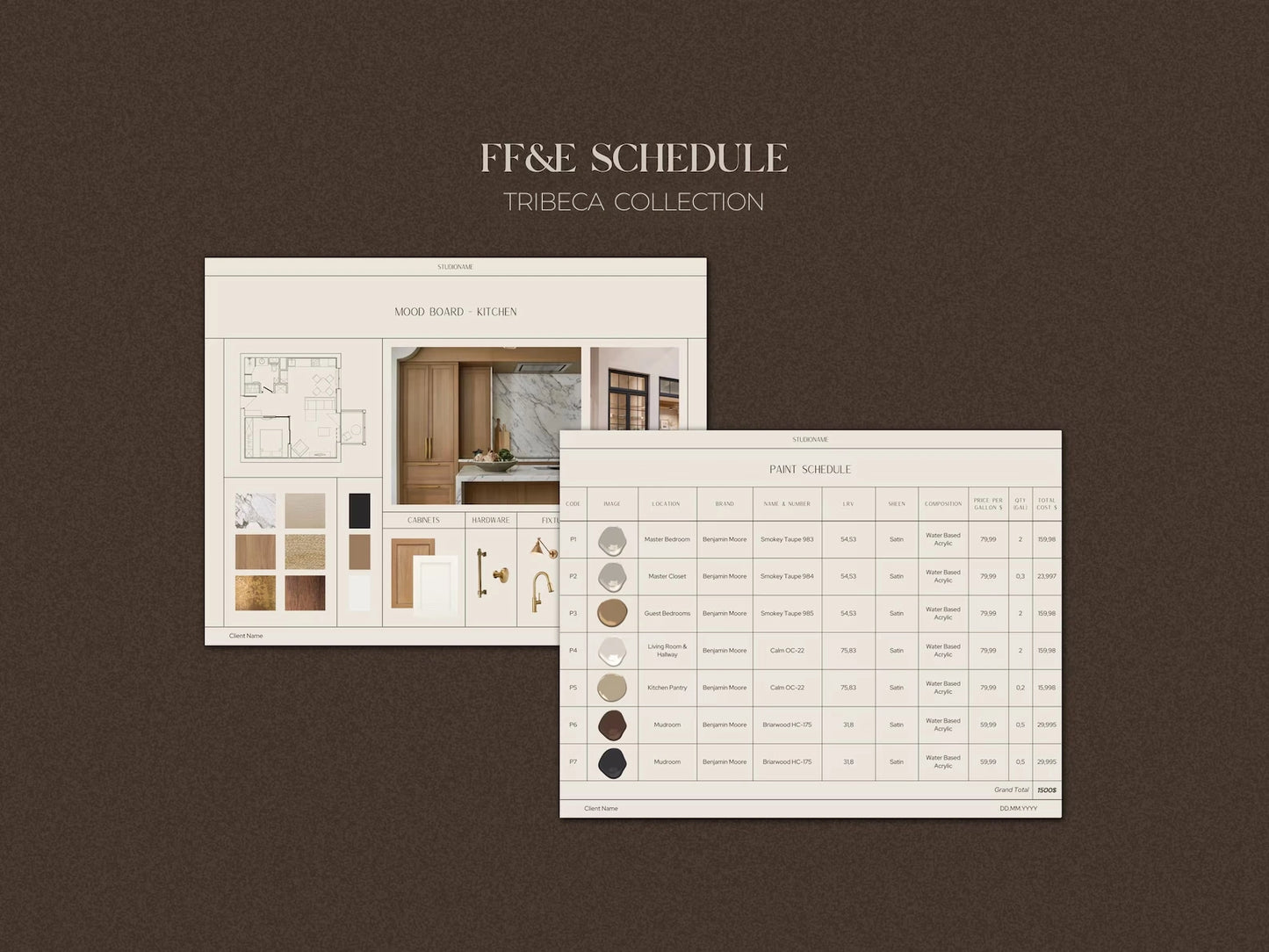 TRIBECA | FF&E Schedule + Project Specifications Guide Bundle