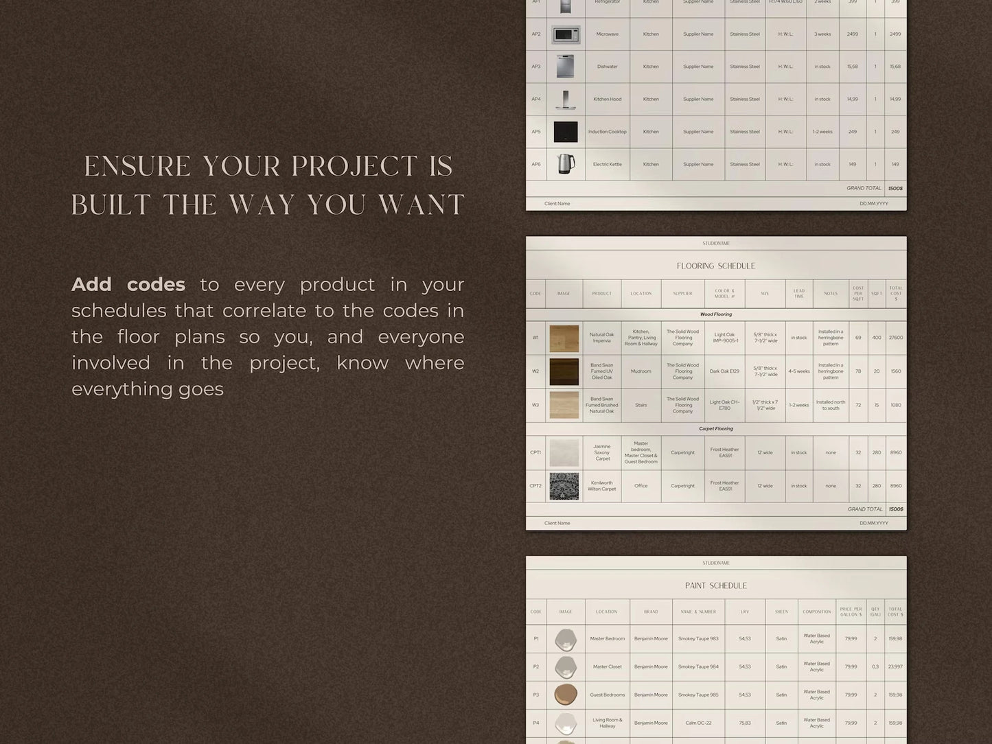 TRIBECA | FF&E Schedule Template