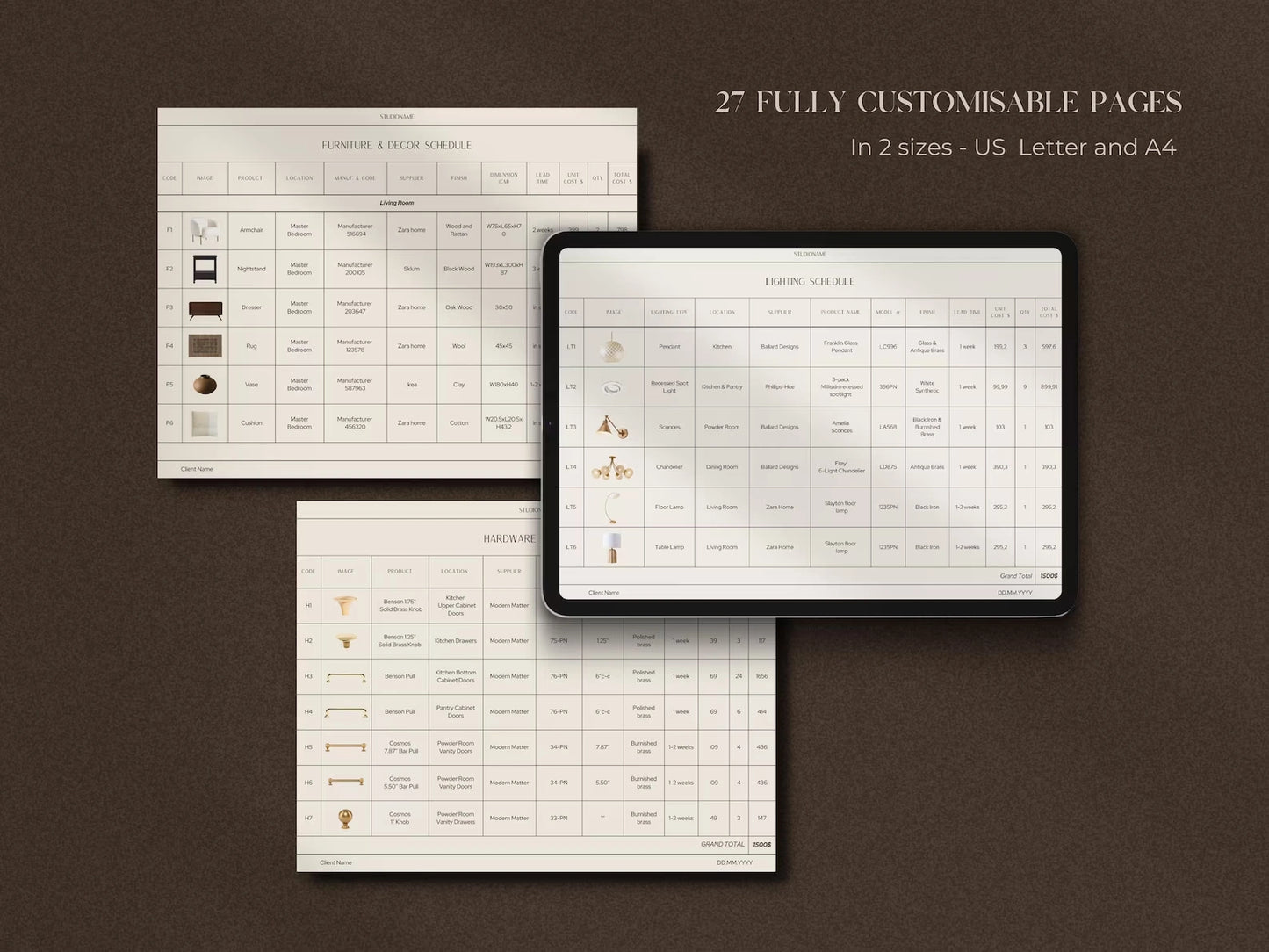 TRIBECA | FF&E Schedule Template