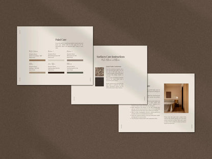 Set of three brochures on a brown background