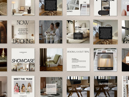 Interior Design Social Media Pack | Japandi  [170 Posts]