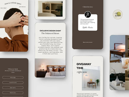 Collage of images and text from The Avery, a lifestyle brand, with various scenes and promotional elements.