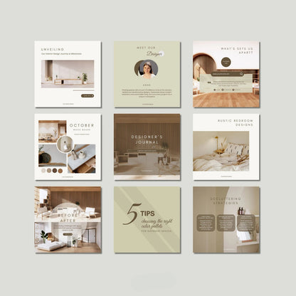 Collection of interior design brochures and magazines on a light gray background