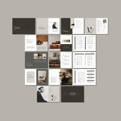 Collage of design portfolios on a gray background with 'Docu Decor' branding.