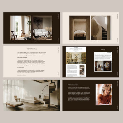 Collage of interior design layout with images and text on a neutral background