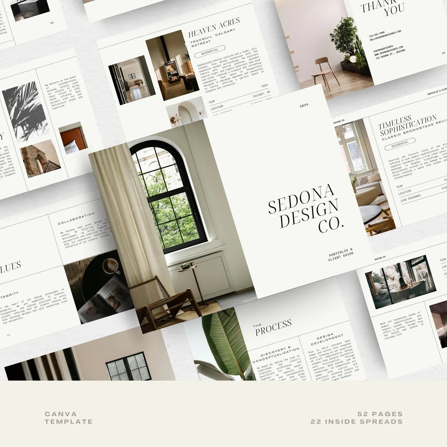 Collage of interior design brochures with 'Sedona Design Co.' branding.