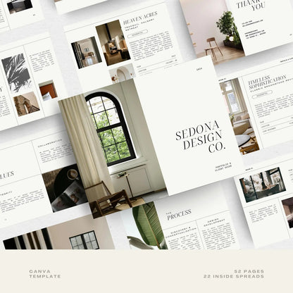 Collage of interior design brochures with 'Sedona Design Co.' branding.
