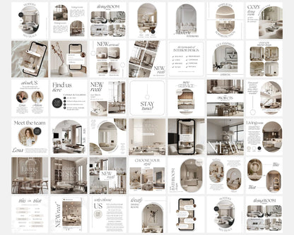 Collage of interior design images and text on a white background