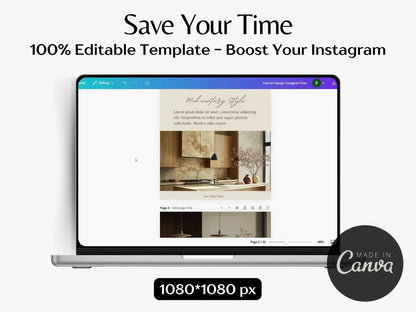 Interior Design Social Media Pack |  Warm Luxury [30 Posts]