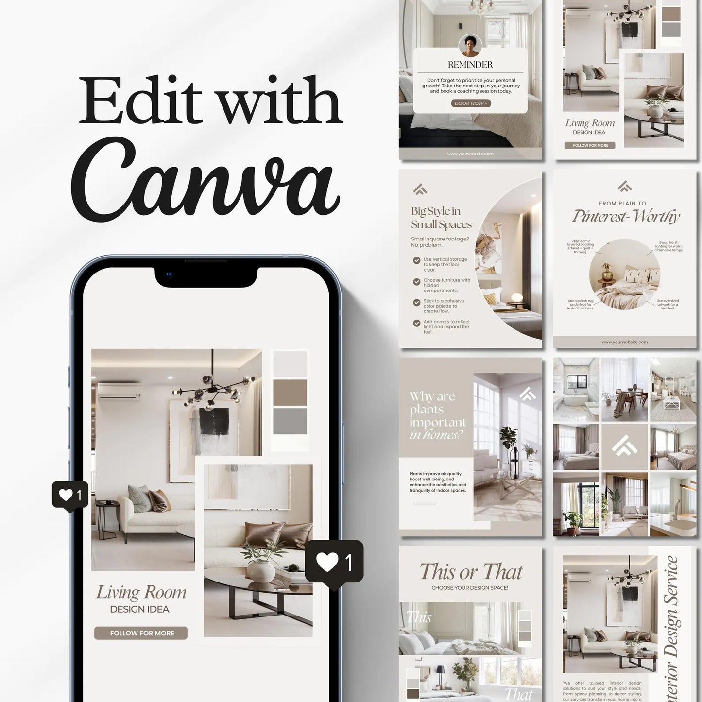 Interior Design Social Media Pack |  Bold Modernist [120 Posts]