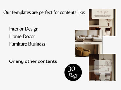 Interior Design Social Media Pack |  Warm Luxury [30 Posts]