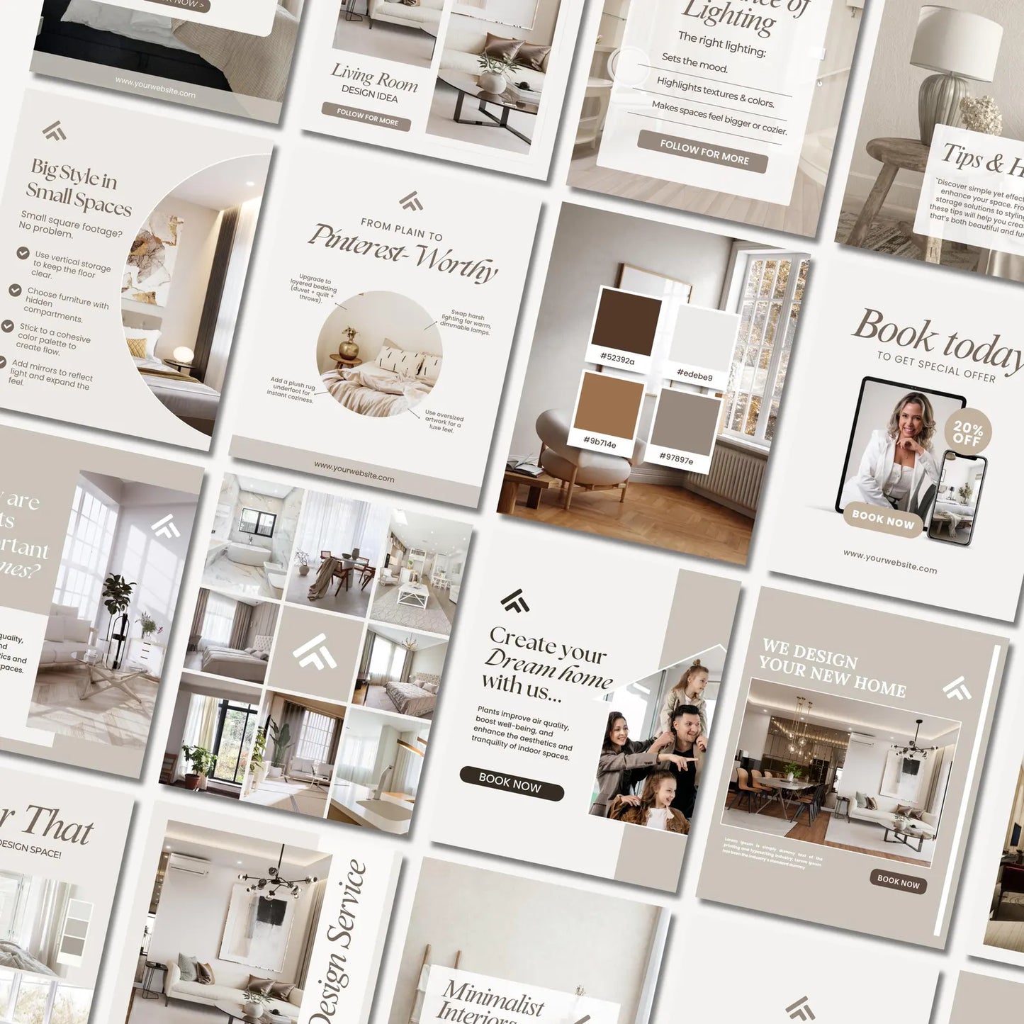 Interior Design Social Media Pack |  Bold Modernist [120 Posts]