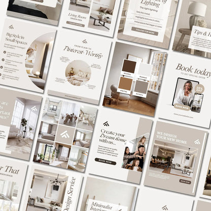 Interior Design Social Media Pack |  Bold Modernist [120 Posts]