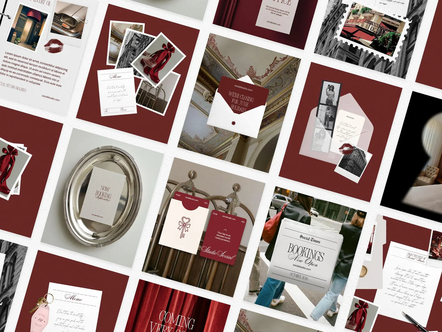 Collage of various product images and promotional materials with a focus on red and white colors.