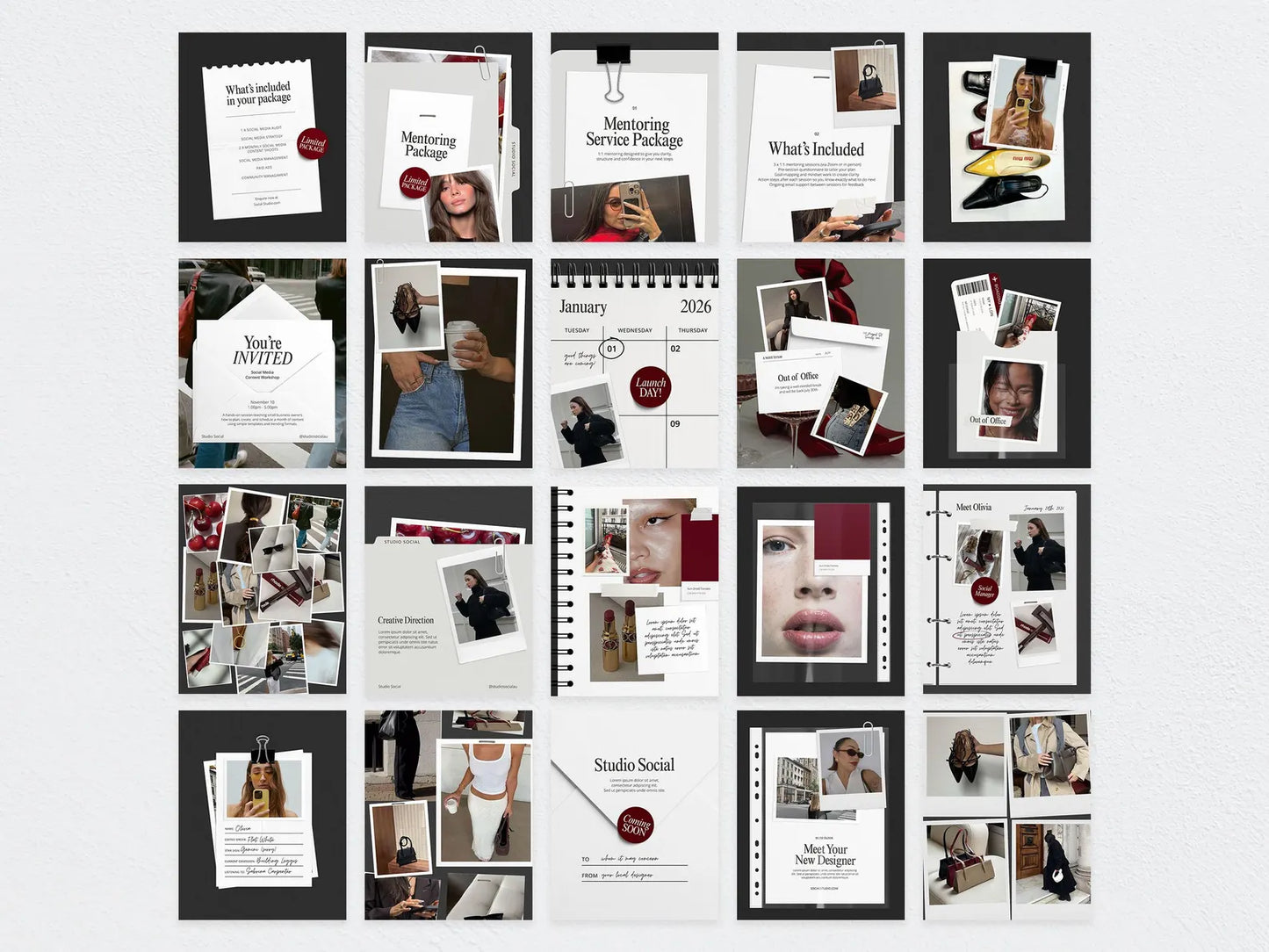 Interior Design Social Media Pack | Bold Modernist [20 Posts]