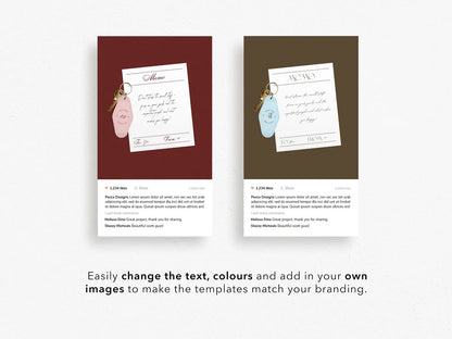 Two product cards with text and images on a white background