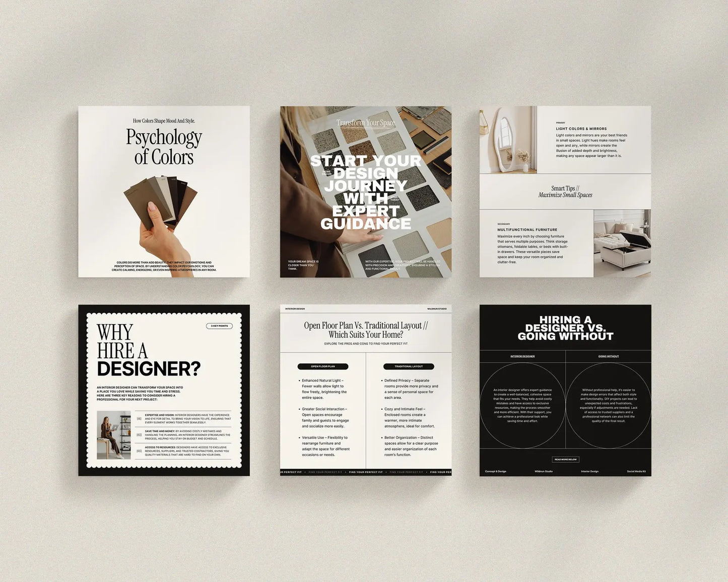 Interior Design Social Media Pack | Clean Scandinavian [150 Posts]