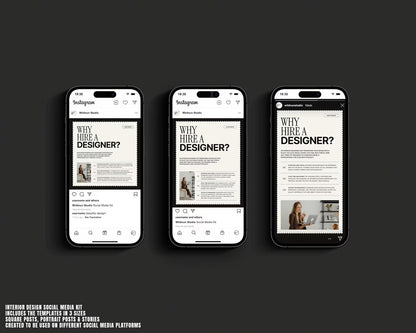 Interior Design Social Media Pack | Clean Scandinavian [150 Posts]