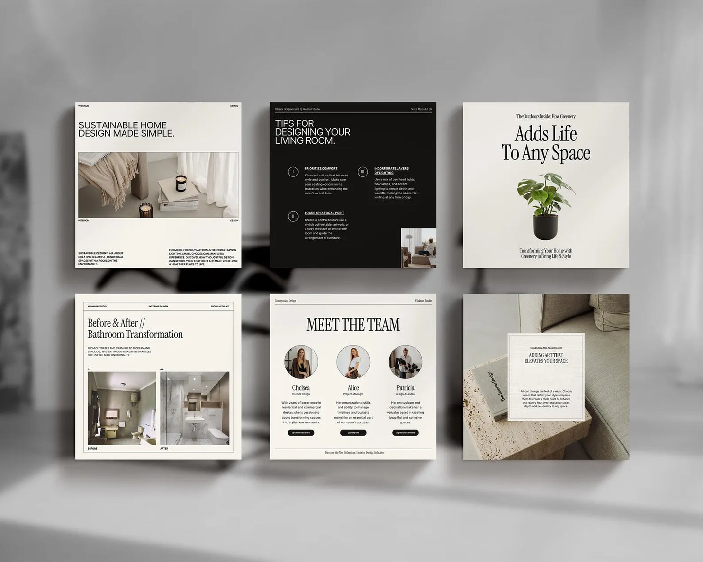 Interior Design Social Media Pack | Clean Scandinavian [150 Posts]