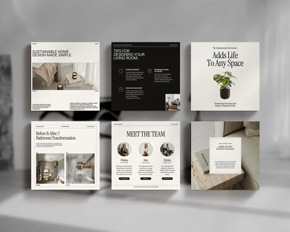 Interior Design Social Media Pack | Clean Scandinavian [150 Posts]