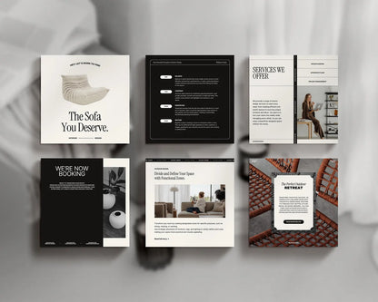 Interior Design Social Media Pack | Clean Scandinavian [150 Posts]