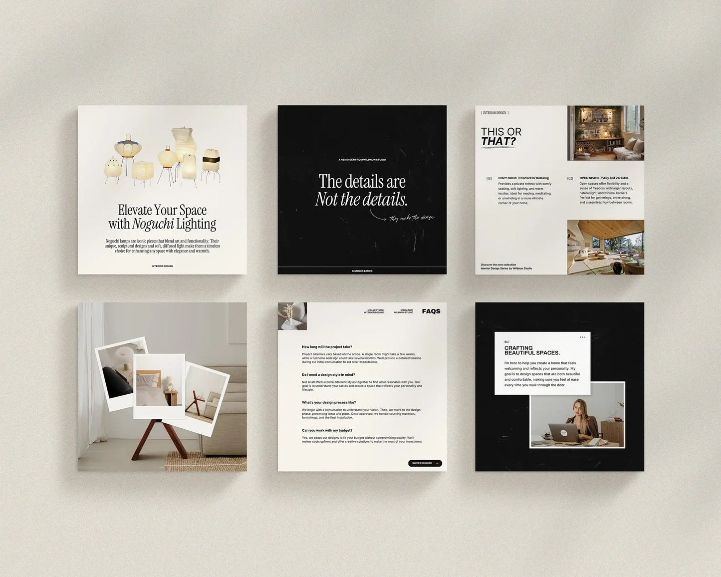 Interior Design Social Media Pack | Clean Scandinavian [150 Posts]
