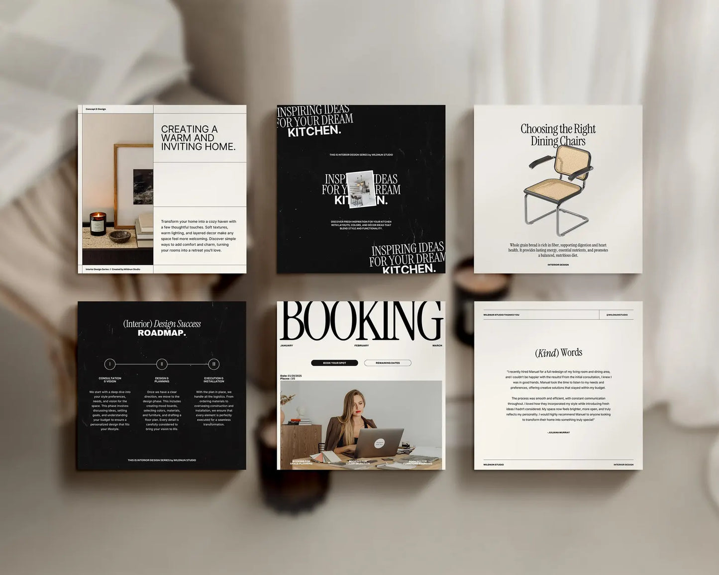 Interior Design Social Media Pack | Clean Scandinavian [150 Posts]