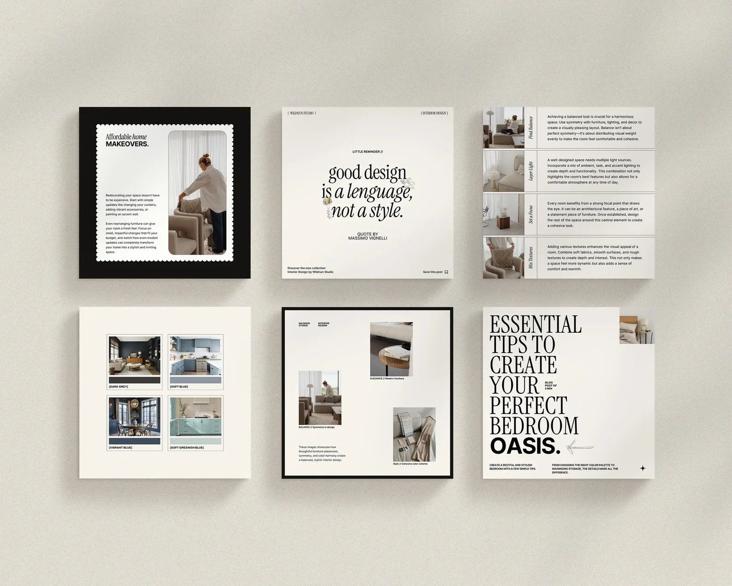 Interior Design Social Media Pack | Clean Scandinavian [150 Posts]