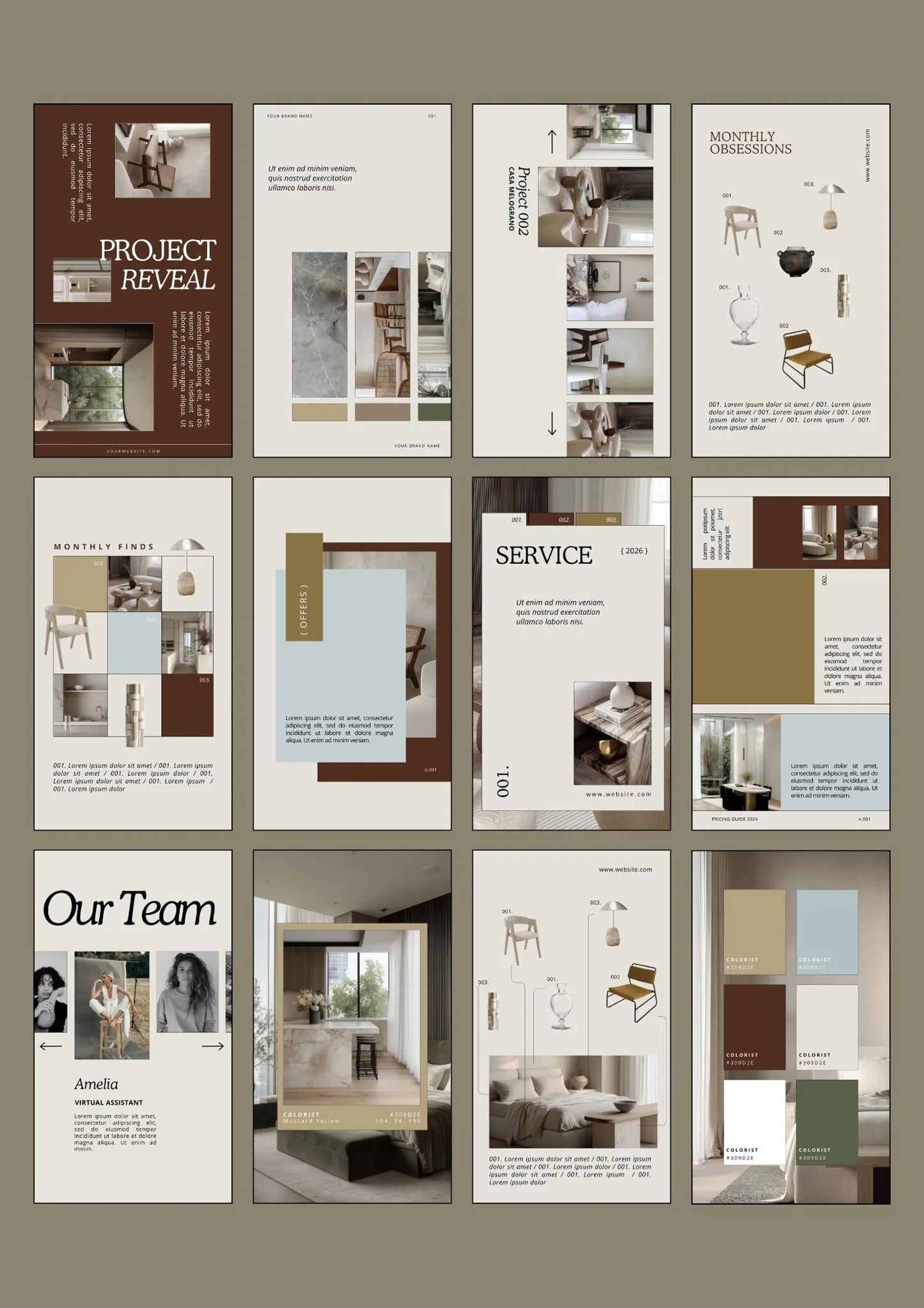 Interior Design Social Media Pack | Earthy Organic [60 Posts]