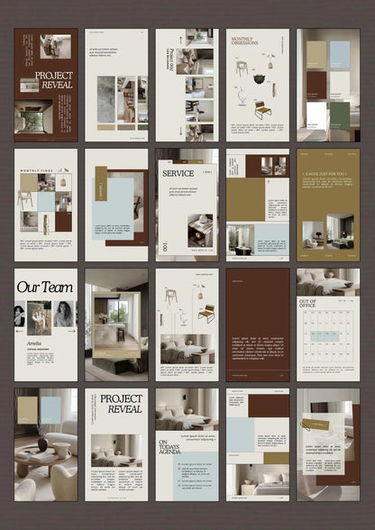 Interior Design Social Media Pack | Earthy Organic [60 Posts]
