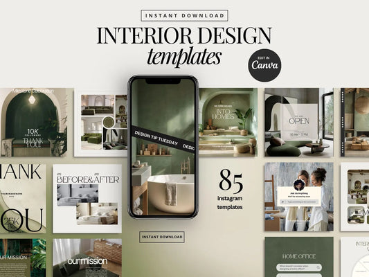 Interior Design Social Media Pack | Minimalist Editorial [85 Posts]