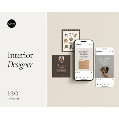 Interior Design Social Media Pack | Warm Concrete [130 Posts]