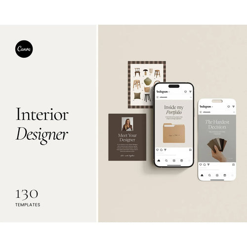 Interior Design Social Media Pack | Warm Concrete [130 Posts]