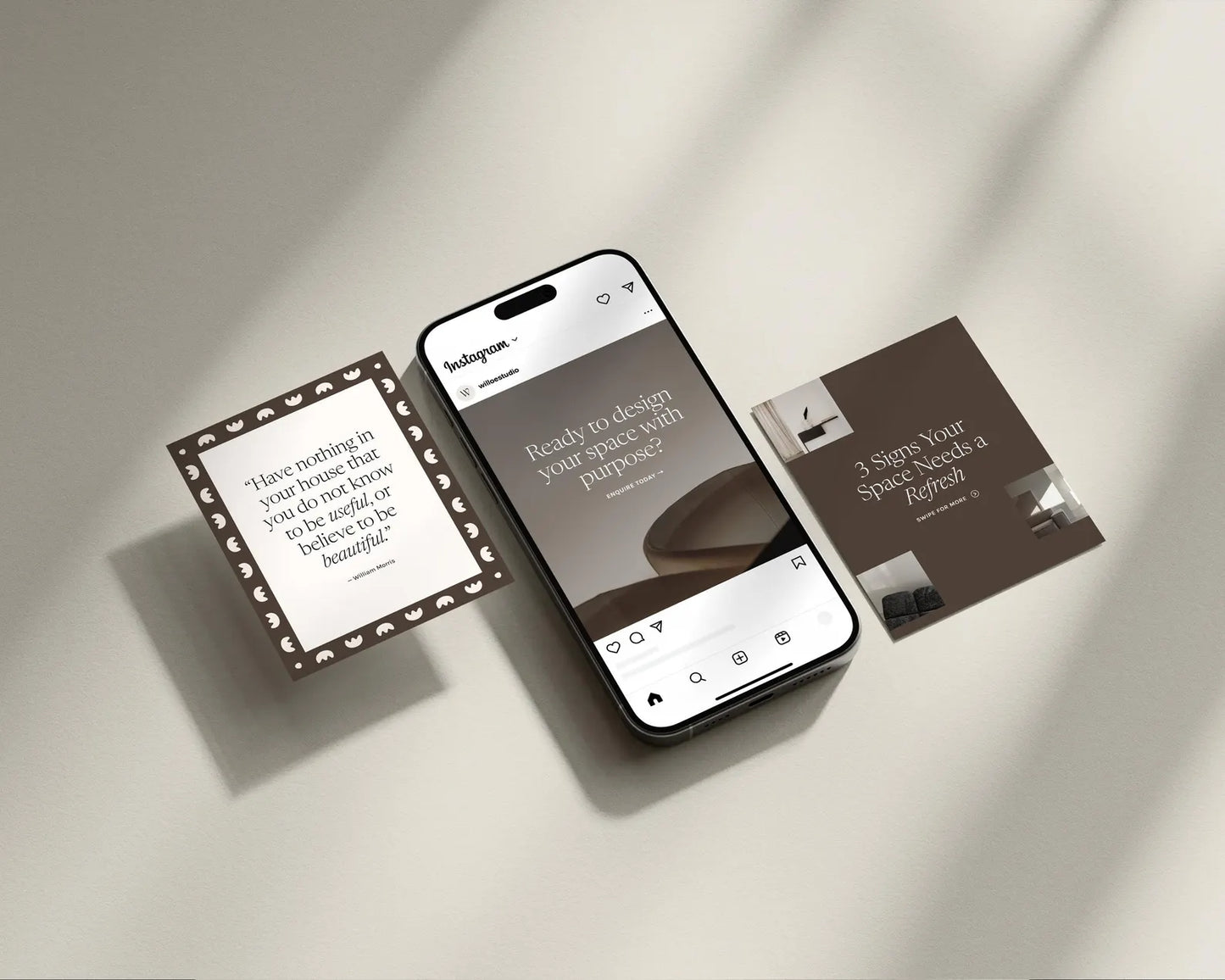 Interior Design Social Media Pack | Warm Concrete [130 Posts]