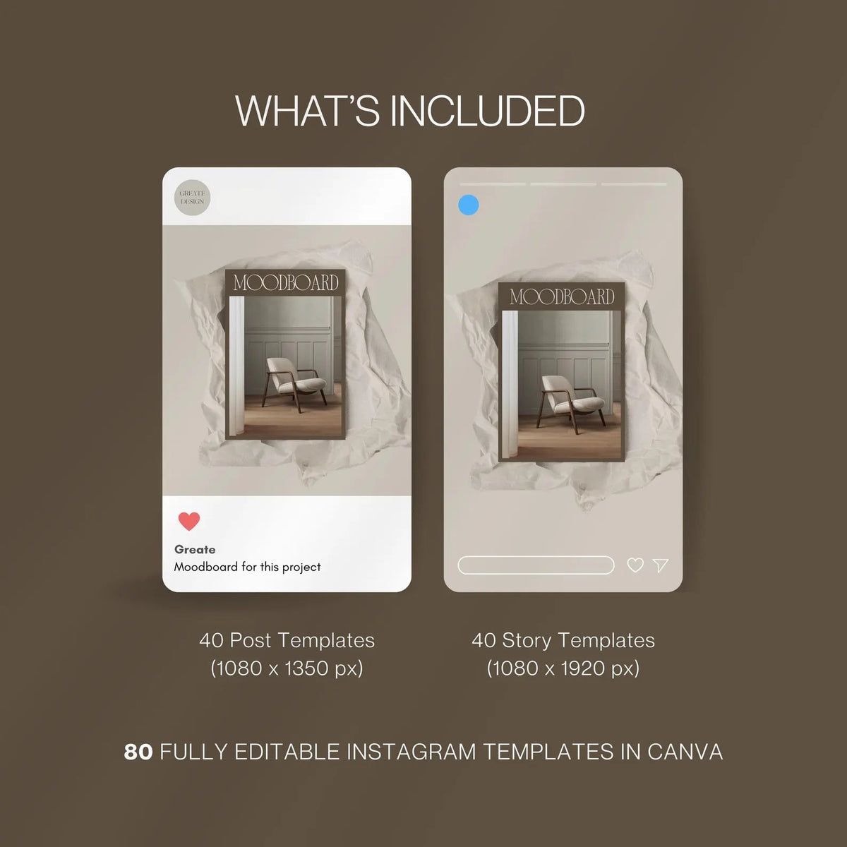 Interior Design Social Media Kit 80 Posts Minimalist Blueprint — Canva ...
