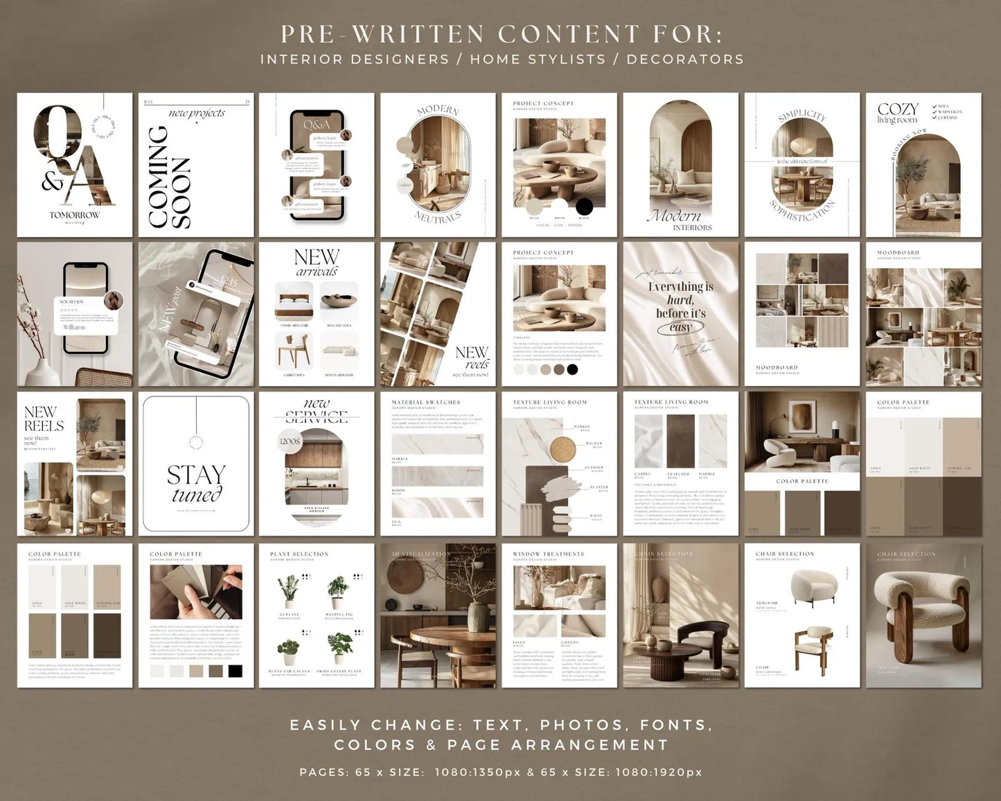 Interior Design Social Media Pack | Monochrome [130 Posts]