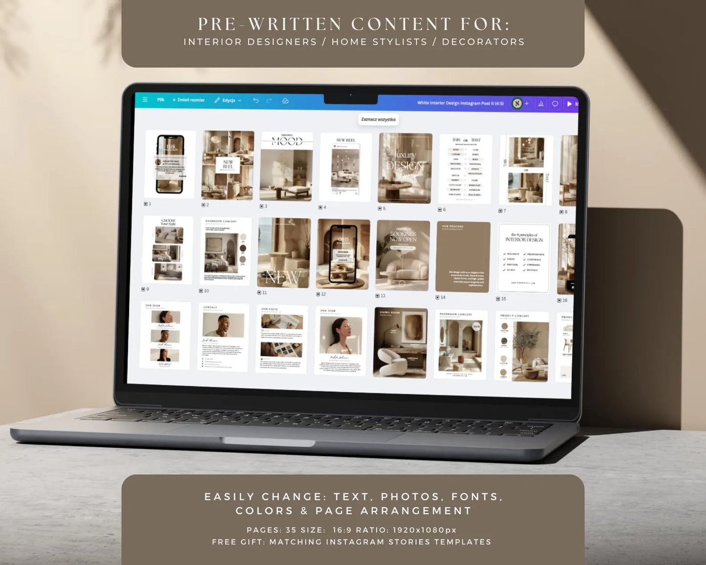 Interior Design Social Media Pack | Monochrome [130 Posts]