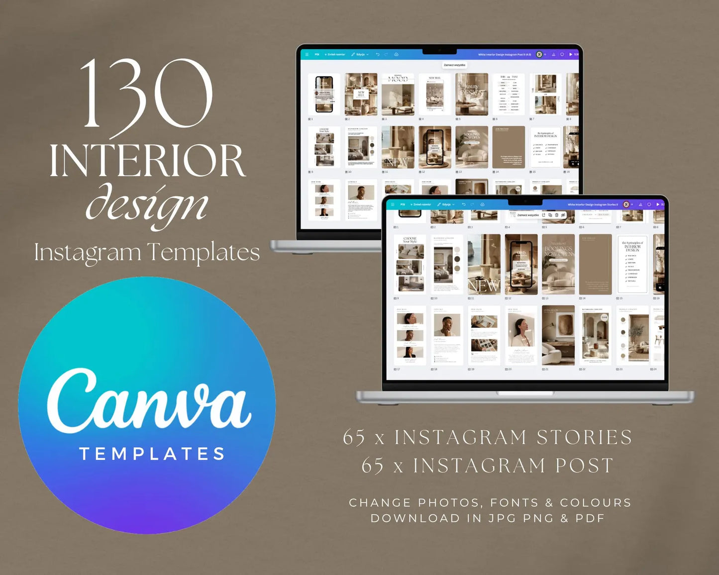Interior Design Social Media Pack | Monochrome [130 Posts]