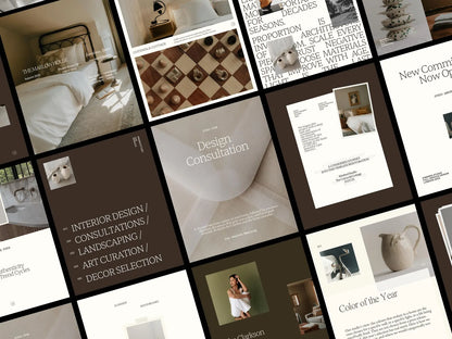 Collage of interior design and lifestyle images with text overlays.