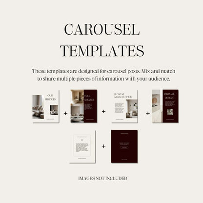 Carousel templates for sharing multiple pieces of information with an audience on a white background.