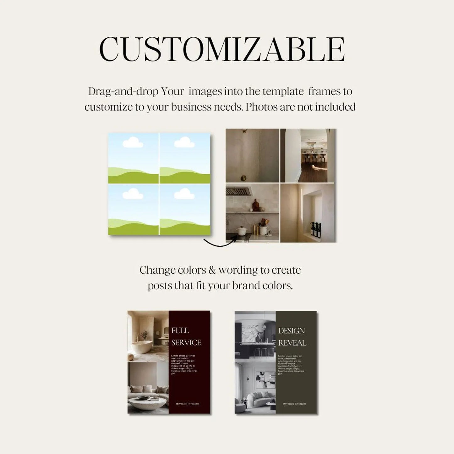 Interior Design Social Media Pack |  Clean Lines [75 Posts]