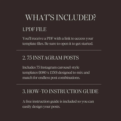 Text description of included items on a black background