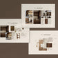 Three design boards titled 'Mood Board', 'Concept Board', and 'Material Board' on a brown background.