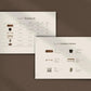 Two sheets of paper with furniture selection and shopping list on a brown background