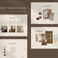 Hudson Collection design presentation with project details, material board, inspiration board, and color palette on a brown background.